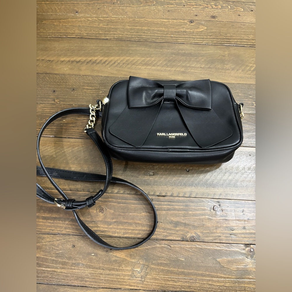 Karl Lagerfeld Kris Bow Crossbody in Black Faux Leather